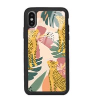 iPhone X - Xs Uyumlu Çiçekli Leopar Tasarımlı Glossy Telefon Kılıfı