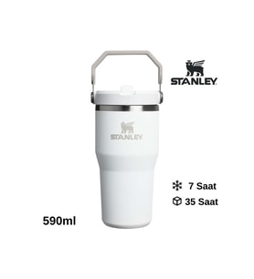 Stanley The IceFlow Flip Straw Pipetli Termos Bardak 0.59 LT Matara (Beyaz)