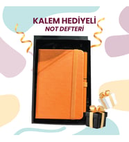 Kalem Hediyeli Turuncu Not Defteri – Şık Hediye Kutusunda