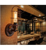 RİOLİGHT RETRO,RUSTİK,VİNTAGE BAKIR ESKİTME MAFSALLI HAREKETLİ BAŞLIK 1XE27 DUYLU KAFES METAL APLİK