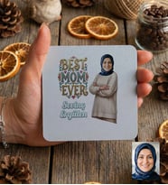 Kişiye Özel Karikatürlü Best Mom Ever Anneye Hediye Bardak Altlığı Anneler Günü Hediyesi