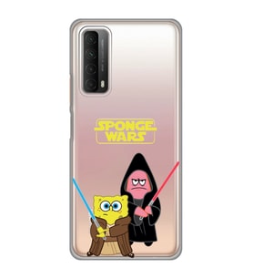 Huawei P Smart 2021 Uyumlu Sunger Bob Star Wars Desenli Şeffaf Telefon Kılıfı