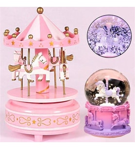 Atlı Karınca Unicorn Mini Işıklı Kar Küresi Ve Müzik Kutusu (Pembe)