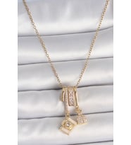 316L Çelik Gold Renk Zirkon Taşlı Sallantı Fotoğraf Makinası Figür Charm Kad? - GLST4435-935