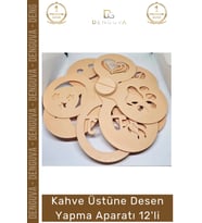 #KahveDeseni Seti Barista Latte Art Stencil 3D Baskı Takımı Kahve Üstüne Desen Yapma Aparatı 12'li