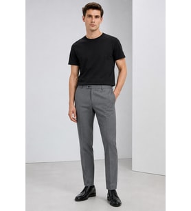 Erkek Düz Kesim Zeta Gabardin Kumaş Slim Fit Pantolon 2026-Gri
