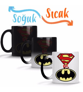 Batman vs Super Homem Sihirli Kupa Bardak Porselen