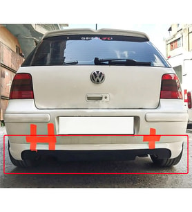 Volkswagen Golf 4 Arka Ek Mat Siyah Plastik Karlık Body Kit 1997 1998 1999 2000 2001 2002 2003