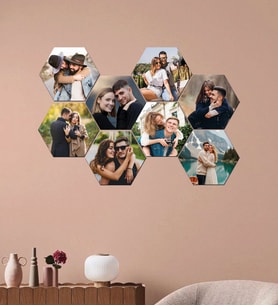 Kişiye Özel 8 Fotoğraflı Altıgen Mdf Tablo