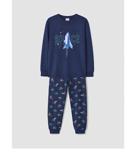 LCW Kids Lacivert Baskılı Erkek Çocuk Pijama Takımı
