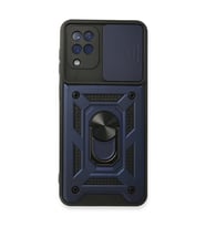 Samsung Galaxy A22 Kılıf Pars Lens Yüzüklü Silikon - Lacivert