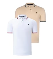 İKİLİ SET T8594 DEWBERRY ERKEK T-SHIRT-BEYAZ-BEJ (Karışık)