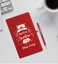 Yılbaşı Hediyesi Kırmızı Defter & Kalem Seti (Beyaz)