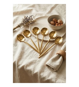 6lı Lüks Gold Paslanmaz Çelik Yemek Kaşığı Seti (21 cm)