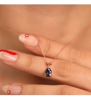 925 Ayar Gümüş Mistik Topaz Taşlı Damla Kolye