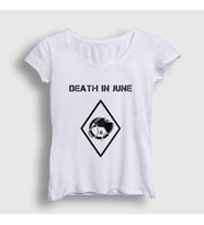 Presmono Kadın Beyaz Logo Müzik Death In June T-Shirt 503228tt (Beyaz)