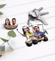 BK Gift Kişiye Özel Sevgililer Karikatürlü Ahşap Anahtarlık-96
