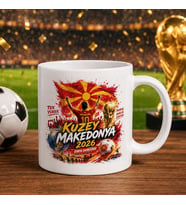 BK Gift Kuzey Mekadonya Taraftar Temalı Dünya Futbol Kupası Tasarımlı Beyaz Kupa Bardak-1
