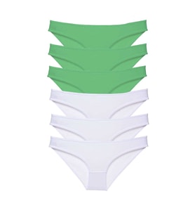 Mulvxbrf Brf02 6 Adet Eko Set Likralı Kadın Slip Külot Yeşil Beyaz (Mulvix)