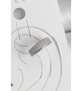 Pirinç Gümüş Renk Zirkon Taşlı Kıkırdak Model Kadın Küpe - TJ-BKP10552