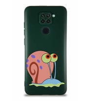 Xiaomi Redmi Note 9 Soft Premier Kapak Salyangoz Gary Tasarımlı Silikon Kılıf - Yeşil (Şeffaf)
