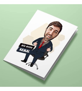 Kişiye Özel Büyük Patron Karikatürlü Tebrik Kartı