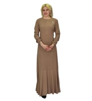 Kadın Bürümcük Uzun Kol Elbise BGL-ST03723 (Camel)