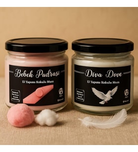 Bebek Pudrası & Diva Döve Kokulu Cam Kavanoz Mum