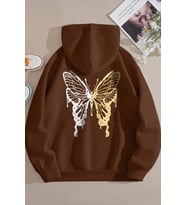 Unisex Butterfly Baskılı Sweatshirt (Kahverengi)