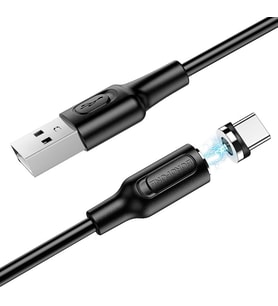 Lexroo Manyetik Uçlu iPhone 15 Serisi Uyumlu 1 Metre Şarj Kablo Mıknatıs Uçlu Siyah Renk Samsung