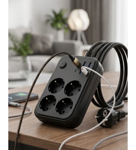 Akım Korumalı Çoklu Priz 4 Usb 2 Type C 4 Priz Güvenli Hızlı