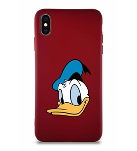 Apple iPhone XS Max Soft Premier Kapak Donald Duck-B Tasarımlı Silikon Kılıf - Mürdüm (Şeffaf)