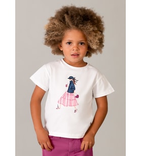 Mayoral Kız Çocuk Baskılı Tshirt Beyaz