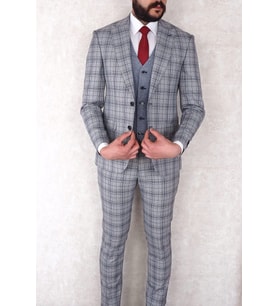 Jan Carlucci Slimfit Yelekli Drop 6 Takım-Gri