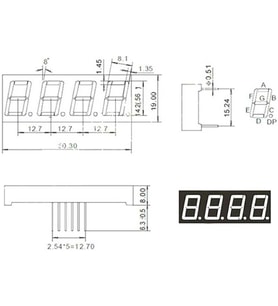 7 Segment Display - 4 Bits - Ortak Katot - 0.56 inç