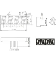 7 Segment Display - 4 Bits - Ortak Katot - 0.56 inç