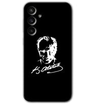 Galaxy S23 FE Kılıf HD Desen Baskılı Arka Kapak - Atatürk Silüet İmza