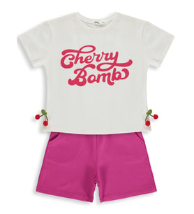 Civil Girls Cherry Bomb Baskılı 2-5 Yaş Takım - Ekru