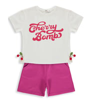 Civil Girls Cherry Bomb Baskılı 2-5 Yaş Takım - Ekru