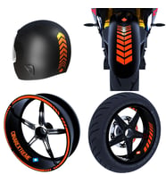 Moto Rider 4'lü Sticker Seti Alev Turuncu İç Dış Jant Şeridi Kask ve Çamurluk Çı
