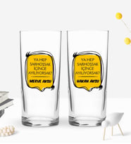 BK Gift Kişiye Özel İsimli DTF Rakı Sözleri Mottolu İkili Rakı Bardağı Seti-14, Arkadaşa Hediye, Sevgiliye Hediye