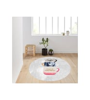 Eliana Home Baskılı, Yıkanabilir Kaymaz Taban Yuvarlak Halı LNA7340-HT1025 120x120 cm (Gri)