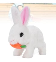 Beyaz Tavşan Işıklı Sesli Zıplayan Peluş Oyuncak 15CM Unisex Eğlenceli Oyun Arkadaşı