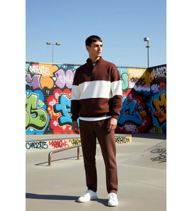 Erkek Dik Yaka Standart Kol Renk Bloklu Sweatshirt Fonksiyonel Dayanıklı Kaliteli Konforlu