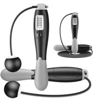 Valkyrie Çift Led Dijital Sayaçlı 4 Modlu Akıllı Çelik İp Atlama Fitness Kondsiyon Gri
