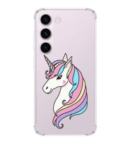 Samsung Galaxy S23 Plus Uyumlu Köşe Korumalı Antişok Kapak Unicorn Tasarımlı Şeffaf  Kılıf