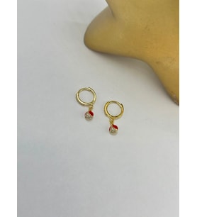 Uğur Böceği Sallantılı Küpe (Pirinç Kaplama)