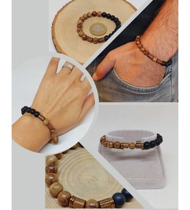 Kör Diken Ağacı & Oniks Taşı 8mm Unisex Tasarım Bileklik Hawaii Model (5125-1)