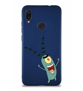 Xiaomi Redmi Note 7 Soft Premier Kapak Plankton Tasarımlı Silikon Kılıf - Lacivert (Şeffaf)