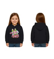 Unisex Baskılı Çocuk Swaetshirt Labubu Baskılı Kapüşonlu 3 İplik Şardonlu (Siyah)